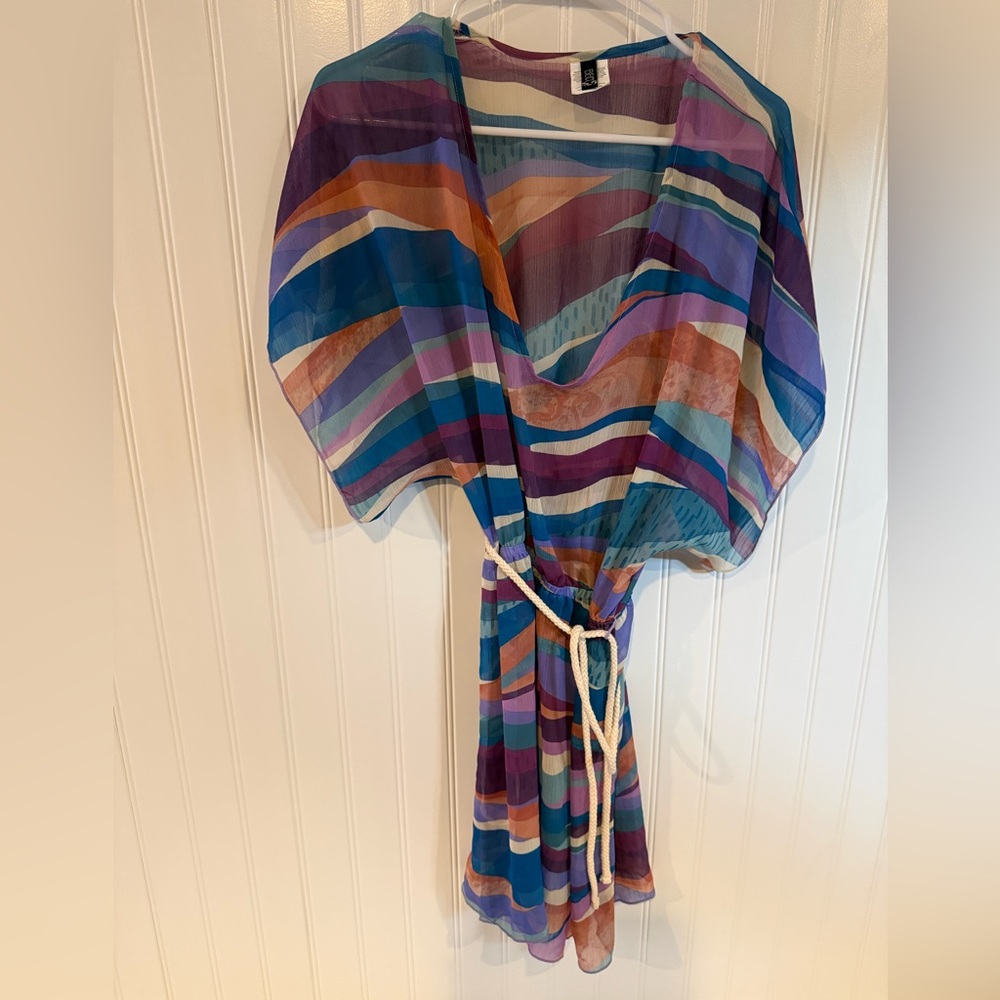 Sheer Multicolor Striped Women’s Swim Cover-Up